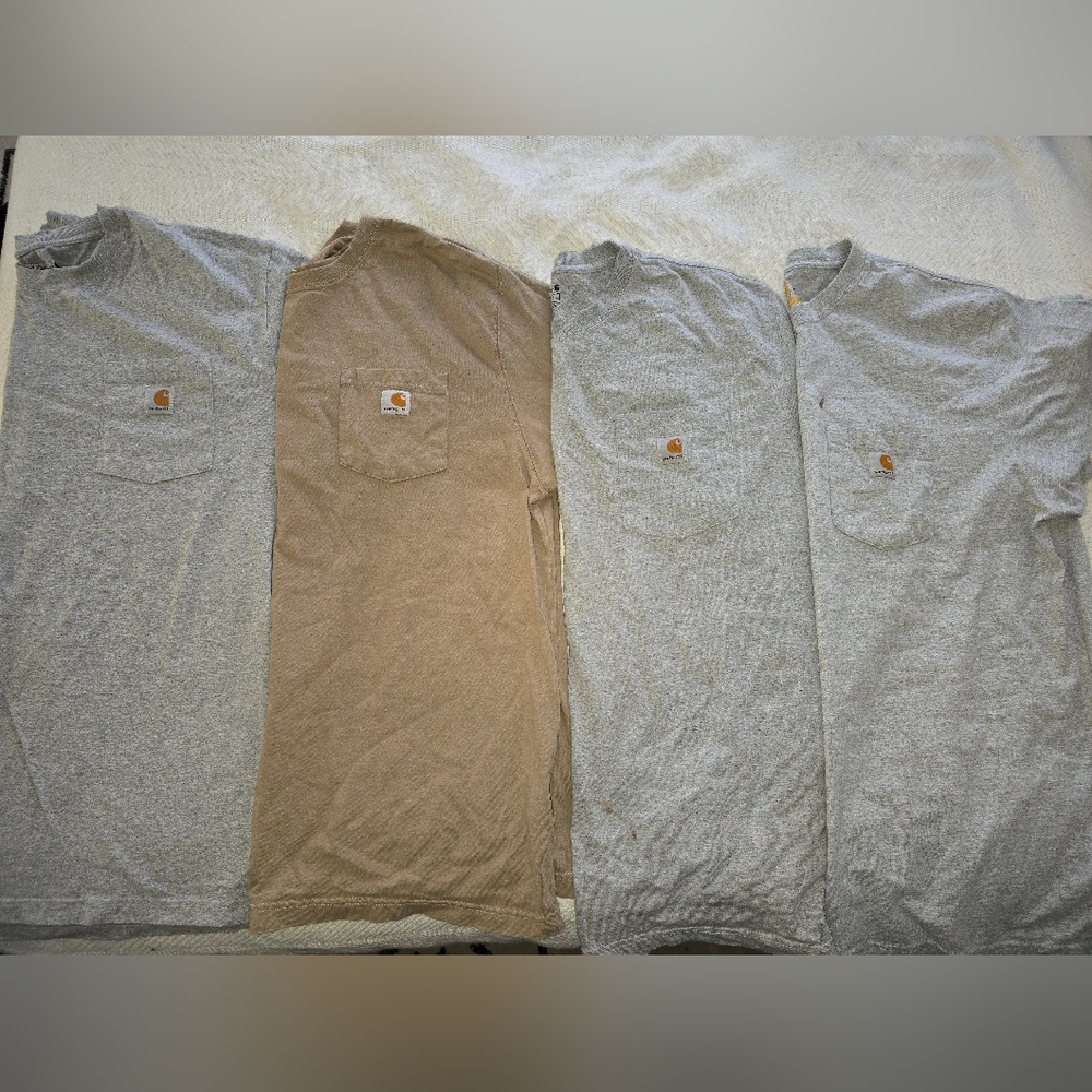 Carhartt Gray and Tan Pocket Tees